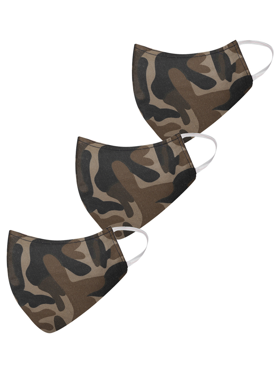 VASTRAMAY Unisex Set of 3 Camouflage Print Reusable 3-Ply Protective Outdoor Face Masks