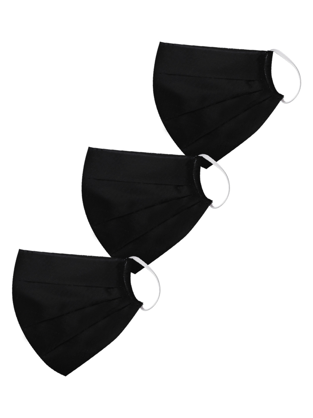 VASTRAMAY Unisex Set of 3 Reusable 2-Ply Black Solid Protective Outdoor Face Masks