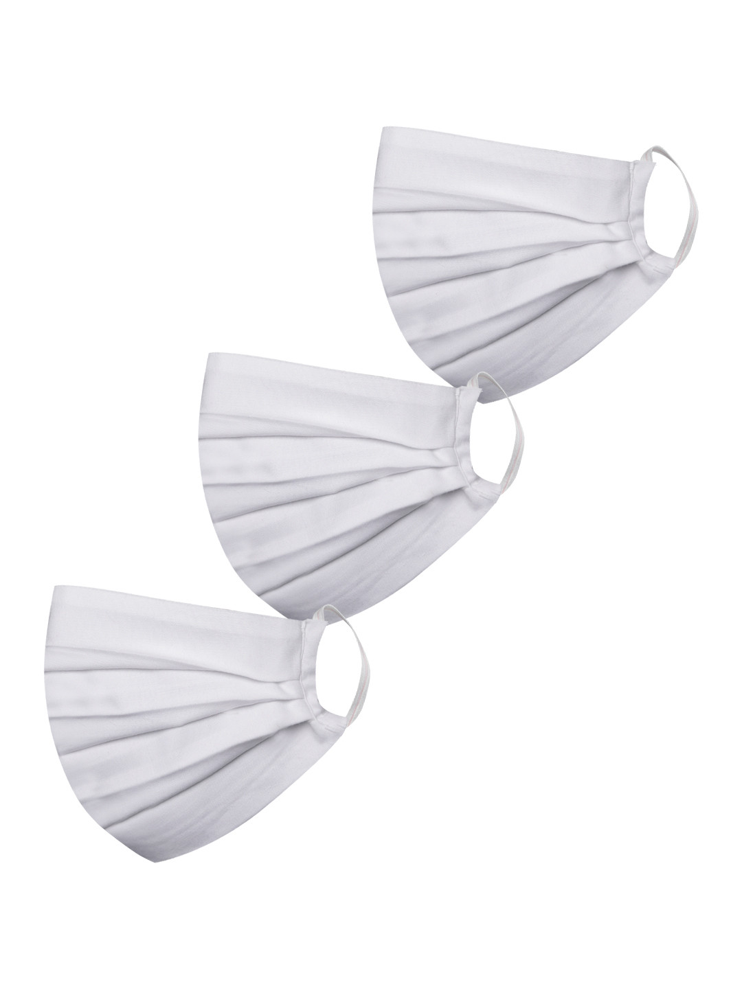 VASTRAMAY Unisex Set of 3 White Solid 2-Ply Reusable Protective Outdoor Cloth Face Mask