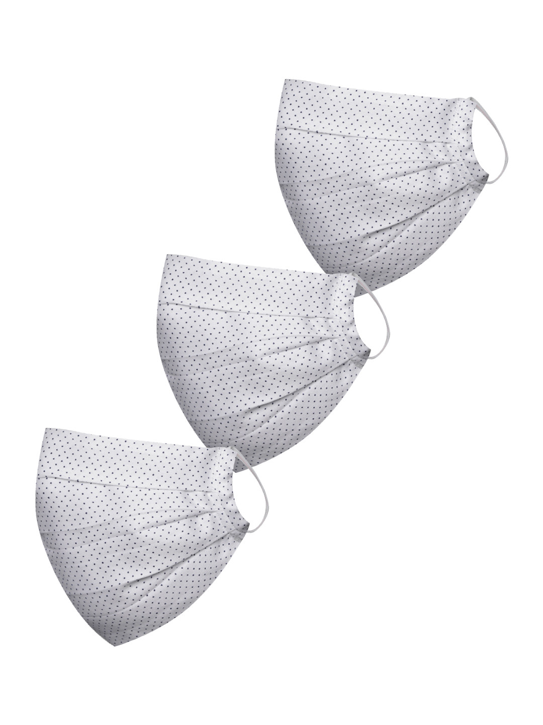 VASTRAMAY Unisex Set of 3 White Ditsy Print 2-Ply Reusable Protective Outdoor Cloth Masks