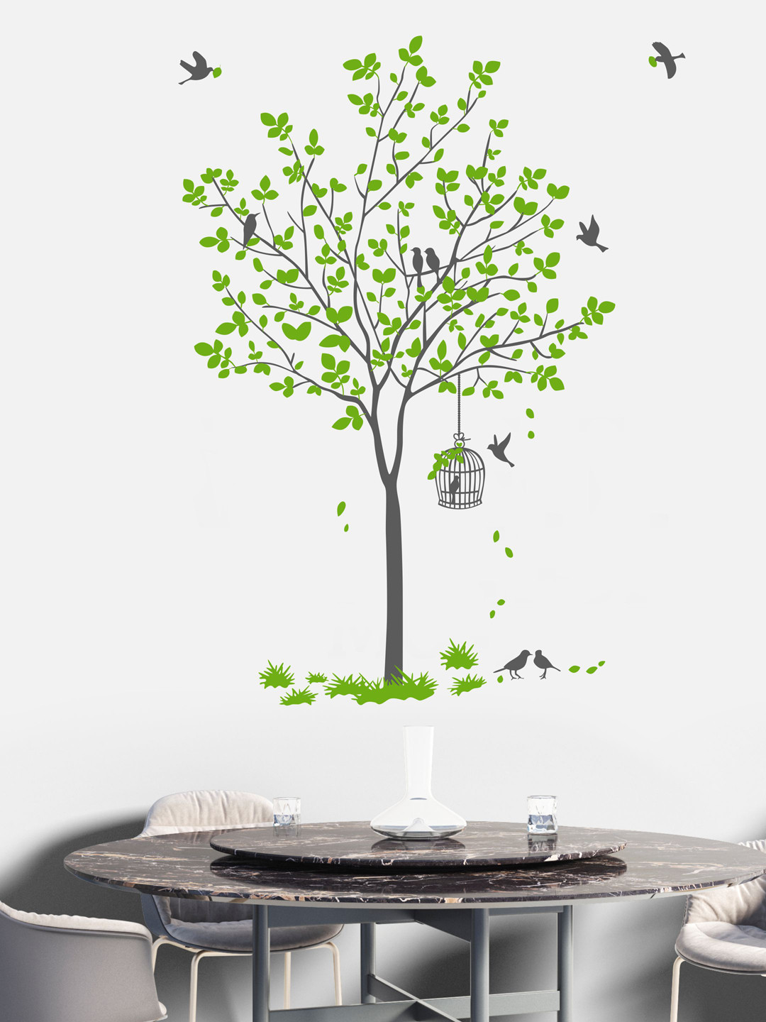 rawpockets Green Tree With Birds & Nest Wall Sticker