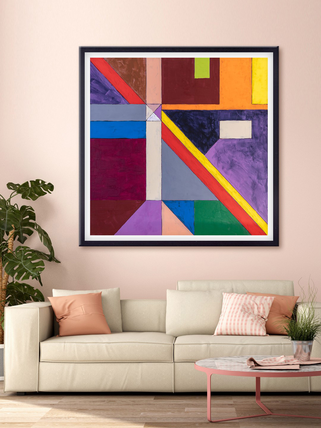 999Store Blue & Yellow Abstract Printed Canvas Wall Art