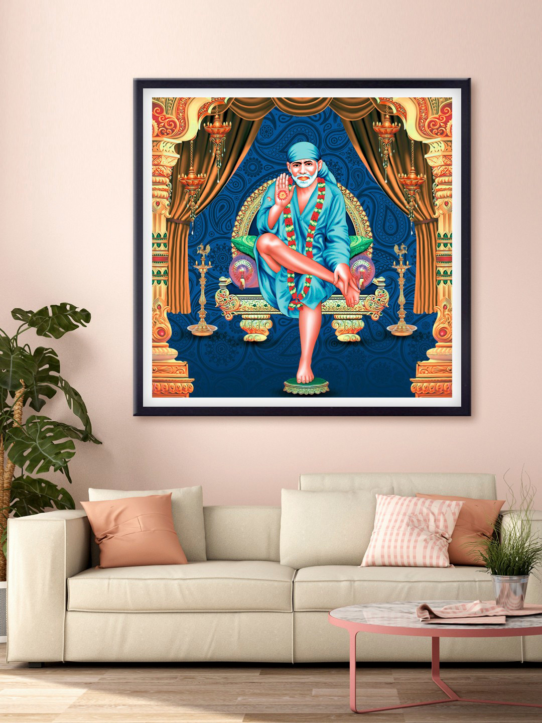 999Store Sai Baba Canvas Wall Square Paintings Wall Art - 24x24In