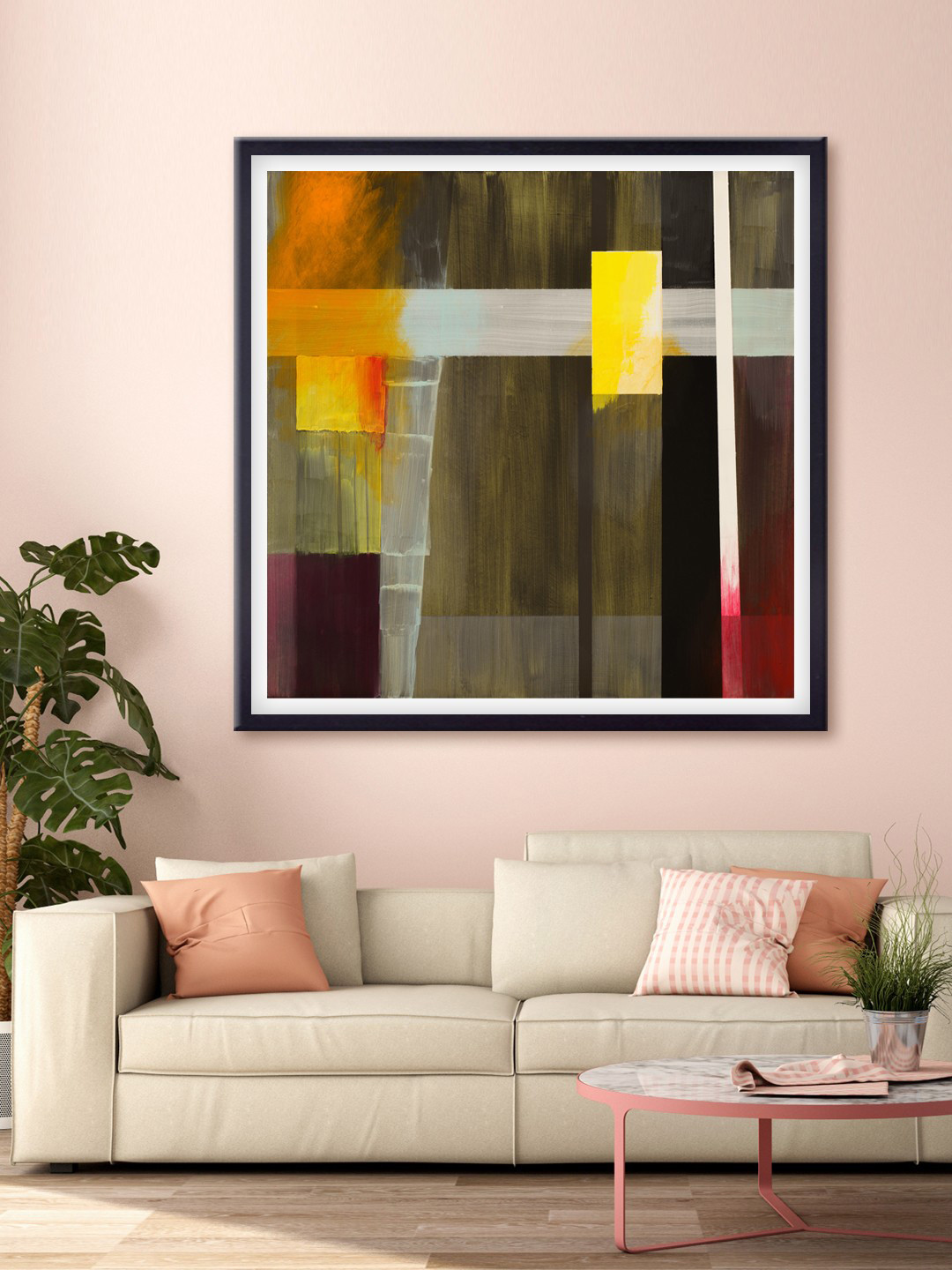 999Store Yellow & Black Abstract Printed Canvas Wall Art
