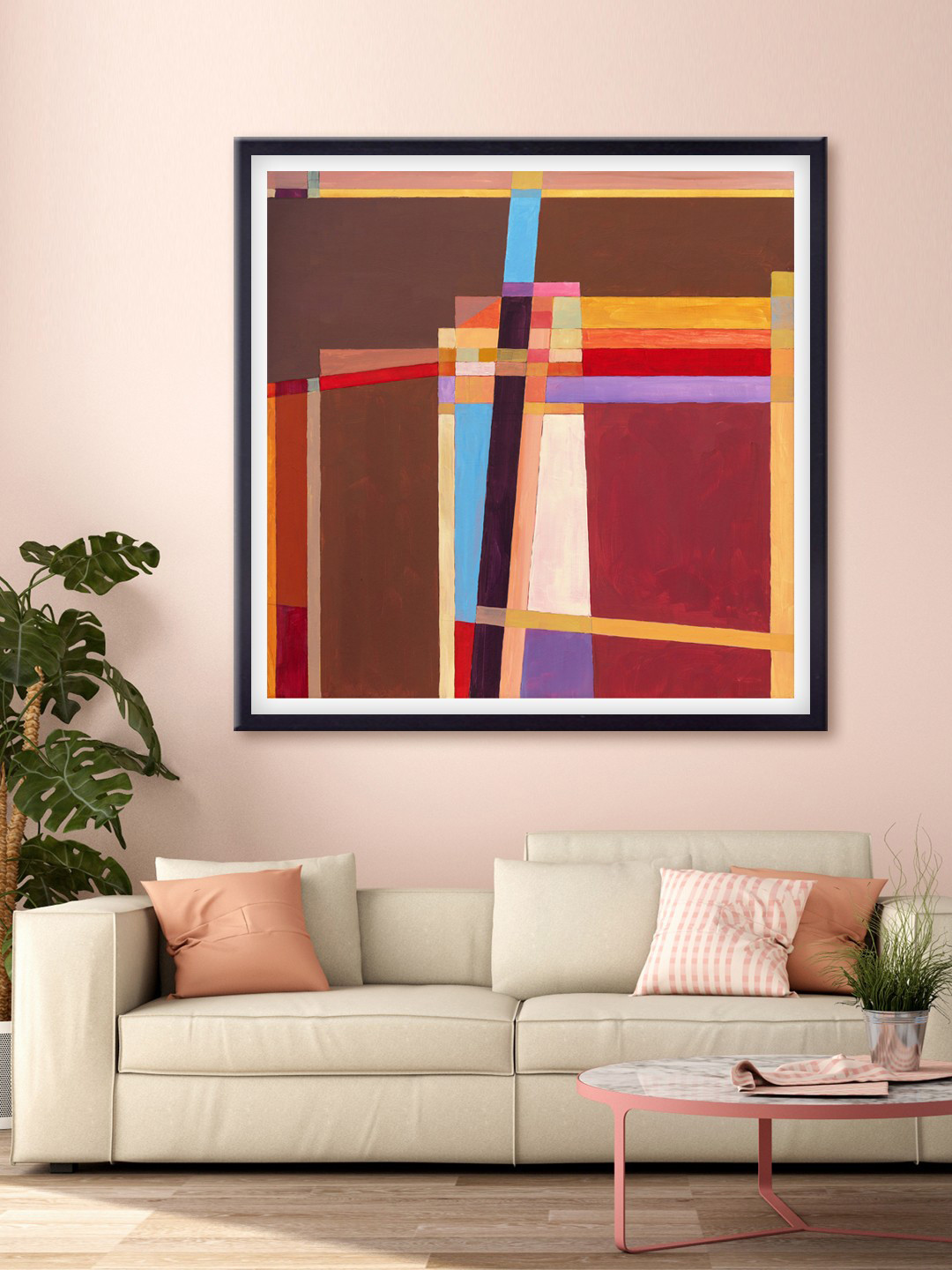 999Store Brown & Red Abstract Printed Canvas Wall Art