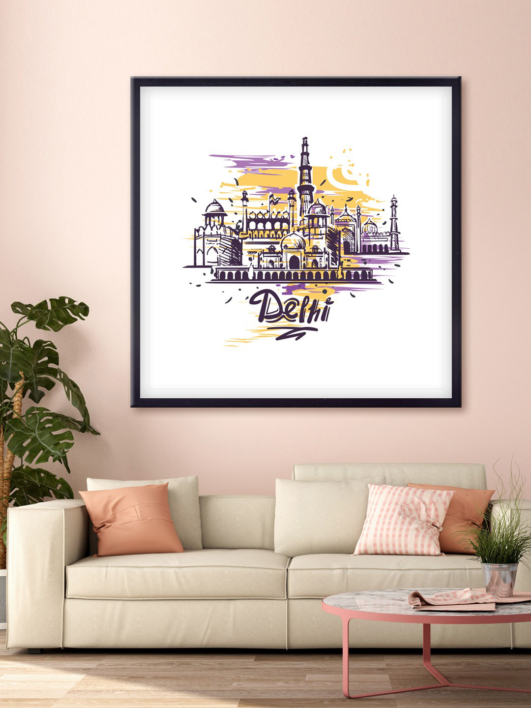 999Store White & Black Delhi Monuments Printed Canvas byWall Art