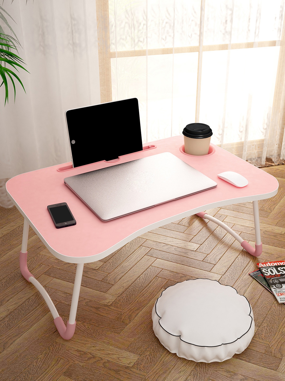 Story@home Pink Wood Portable Laptop Table