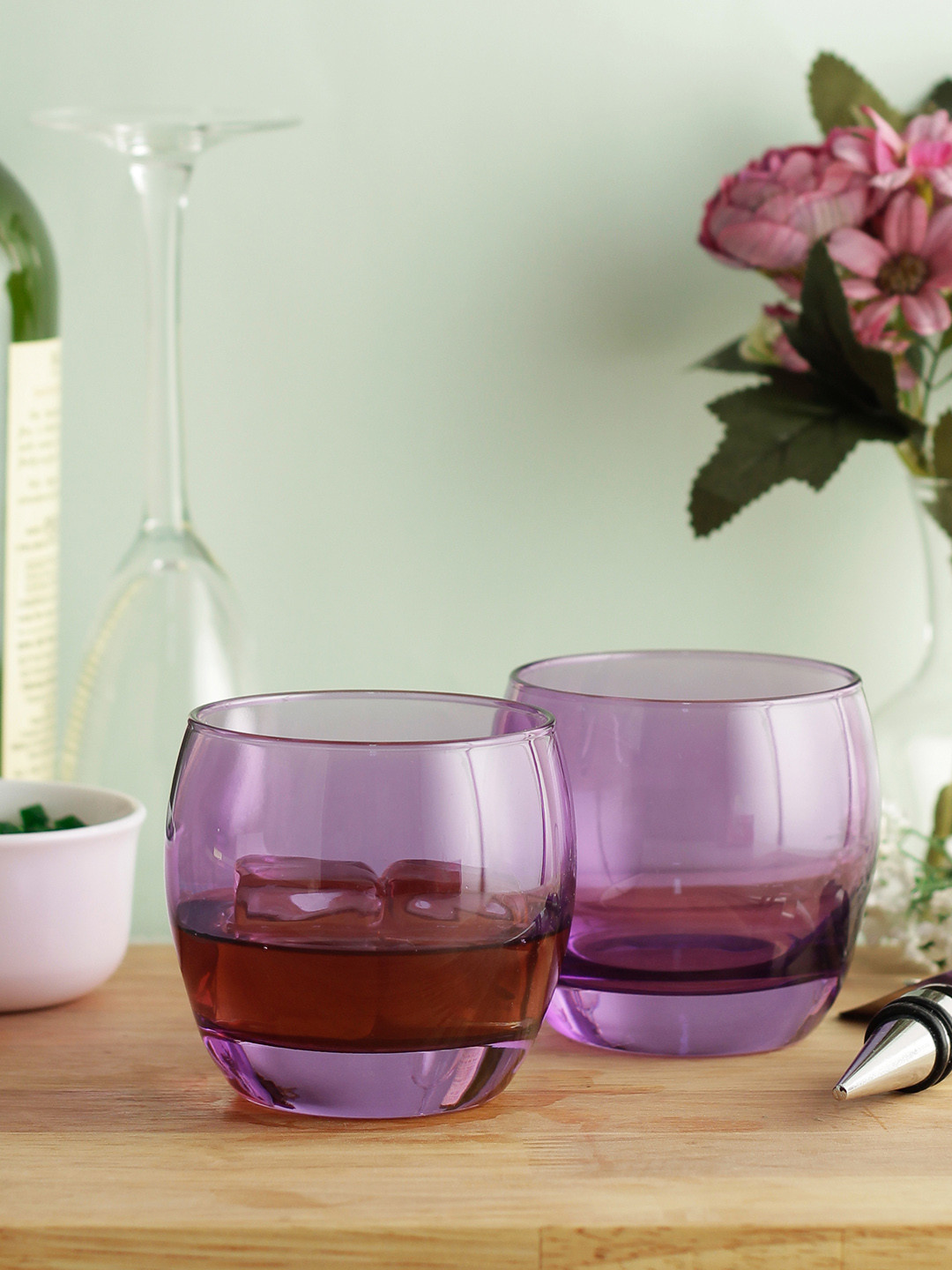 ARCOROC Set Of 6 Purple Solid Whisky Glasses