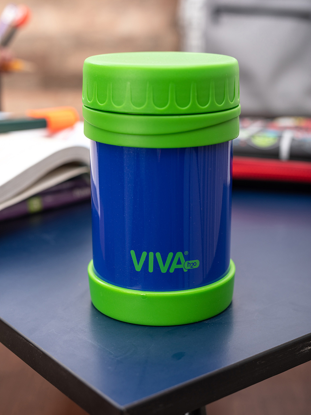 VIVA h2o Blue Colourblocked Stainless Steel Double Wall Vacuum Water Bottle - 200ml