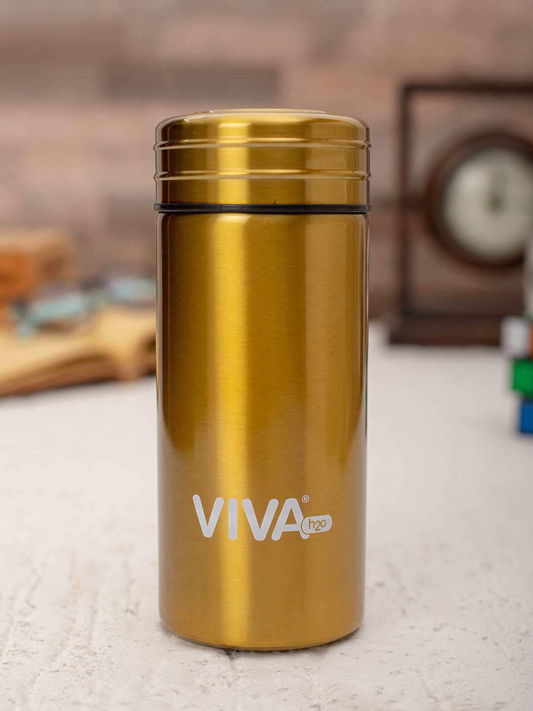 VIVA h2o Yellow Solid Stainless Steel Double Wall Vacuum Water Bottle - 450ml