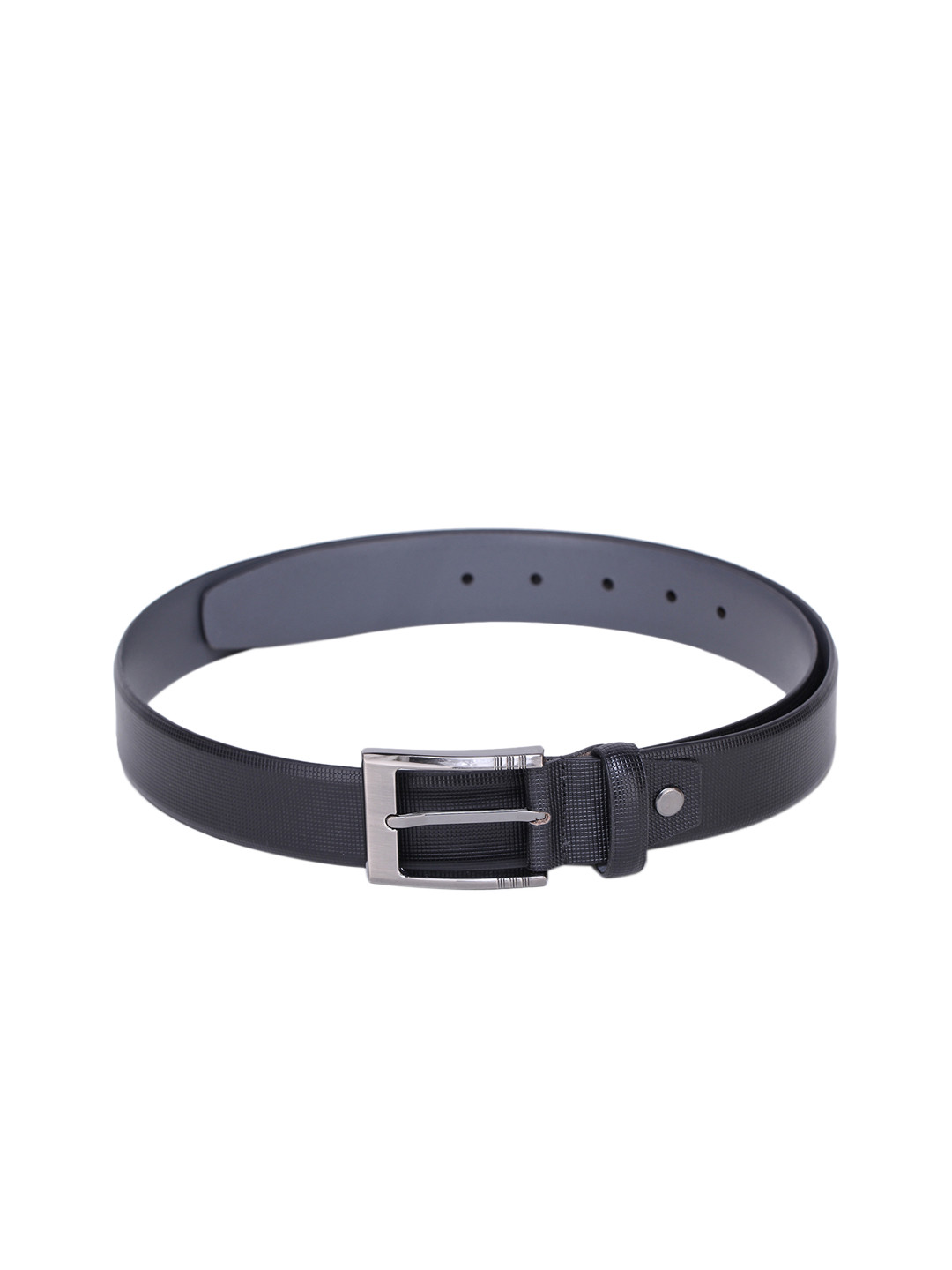 Alvaro Castagnino Men Black Checked Leather Belt