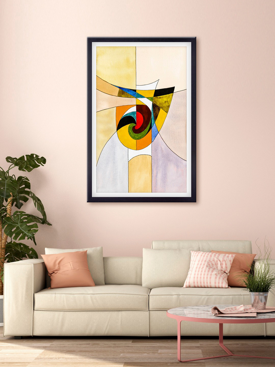 999Store Beige & Yellow Abstract Printed Canvas Wall Art