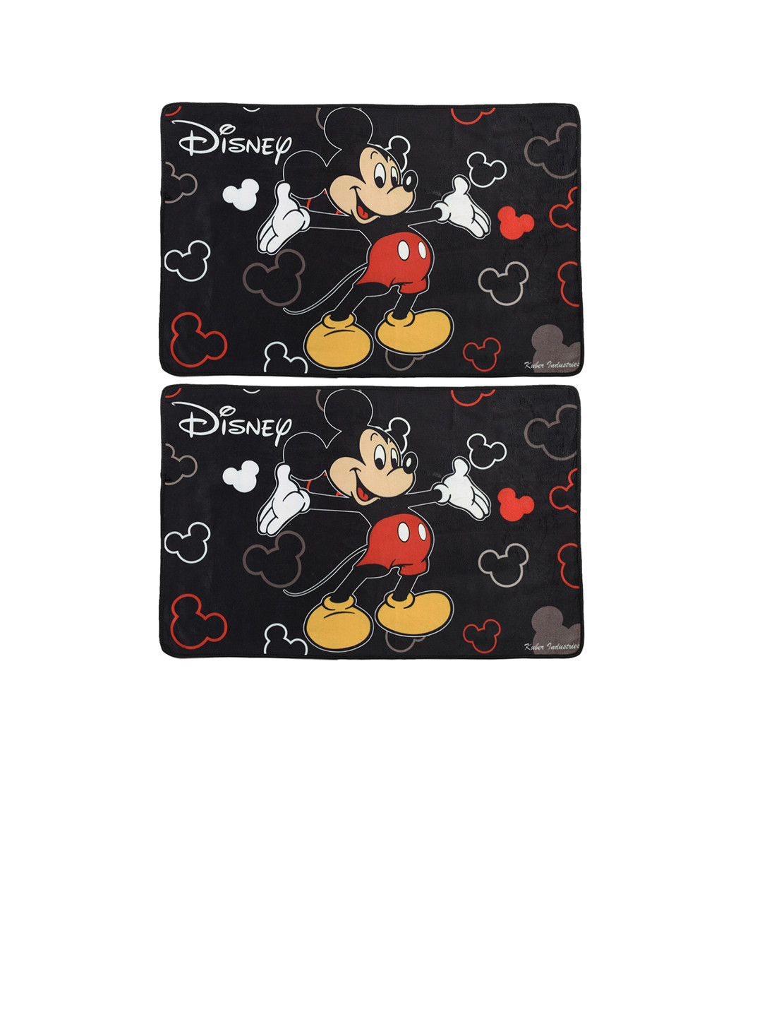 Kuber Industries Set Of 2 Black & Red Disney Mickey Mouse Printed Anti-Skid Doormats