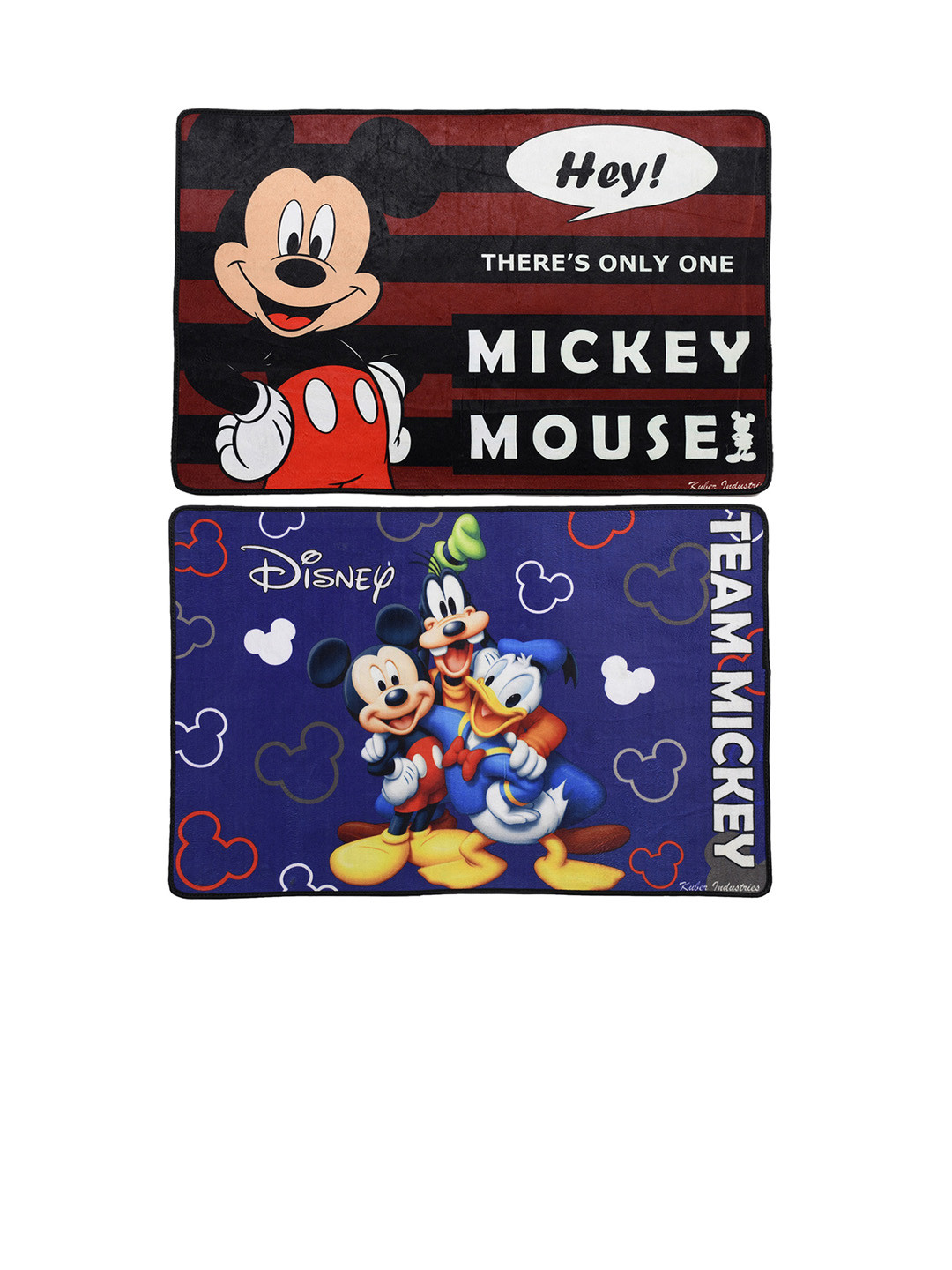 Kuber Industries Set Of 2 Disney Team Mickey Mouse Printed Anti-Skid Doormats