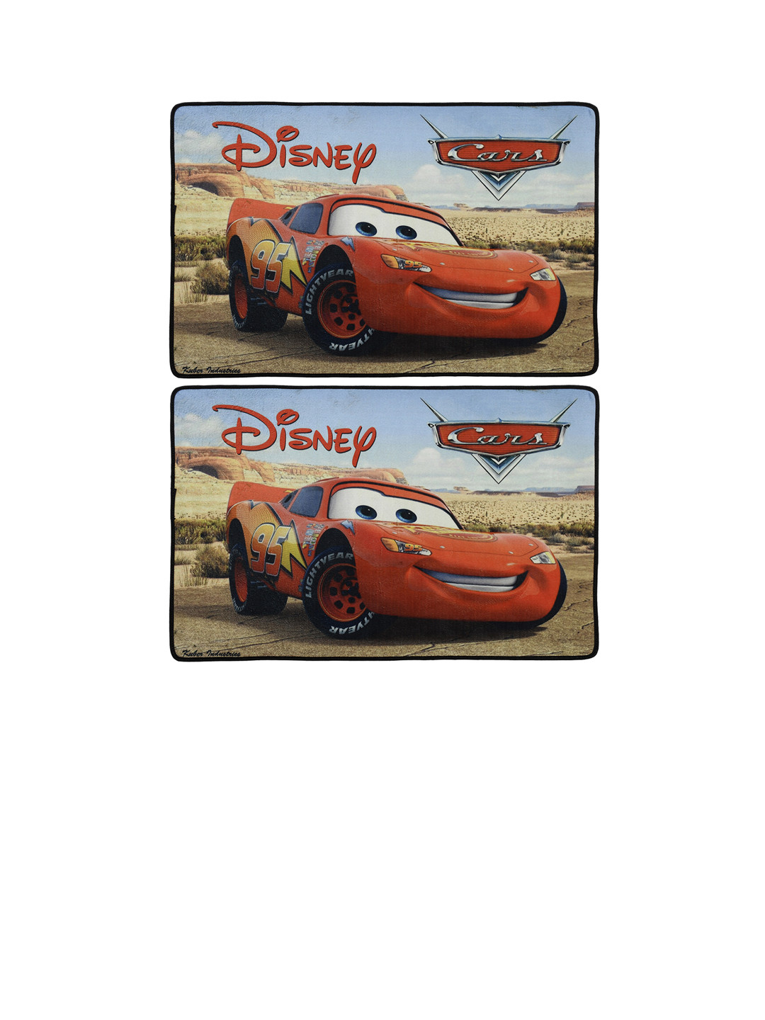 Kuber Industries Set Of 2 Brown & Red Disney Cars Printed Anti-Skid Doormats