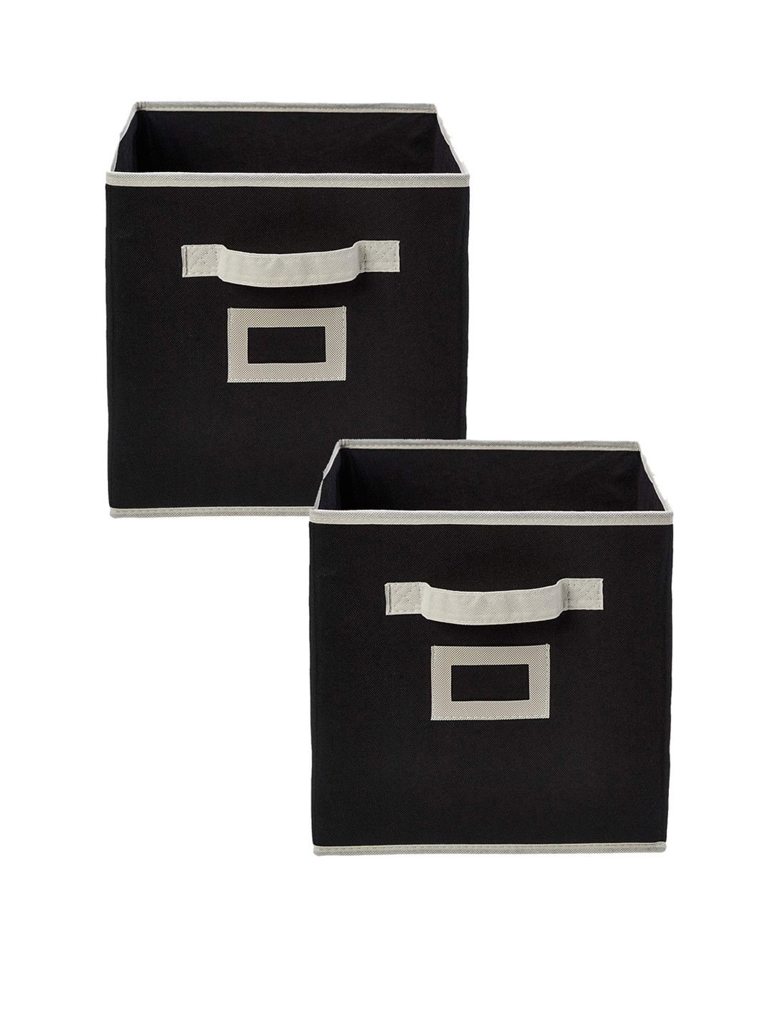 Kuber Industries Set Of 2 Black Solid Non Woven Large Foldable Storage Boxe
