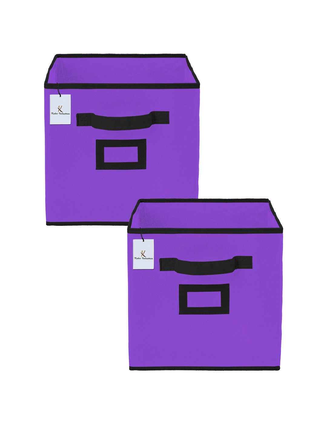 Kuber Industries Set Of 2 Purple Solid Non Woven Large Foldable Storage Boxes