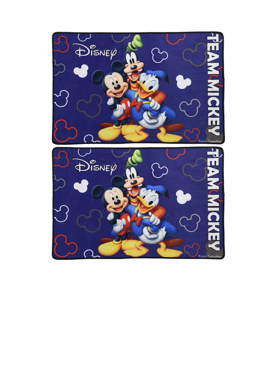 Kuber Industries Set Of 2 Blue & White Disney Mickey Mouse Printed Anti-Skid Doormats