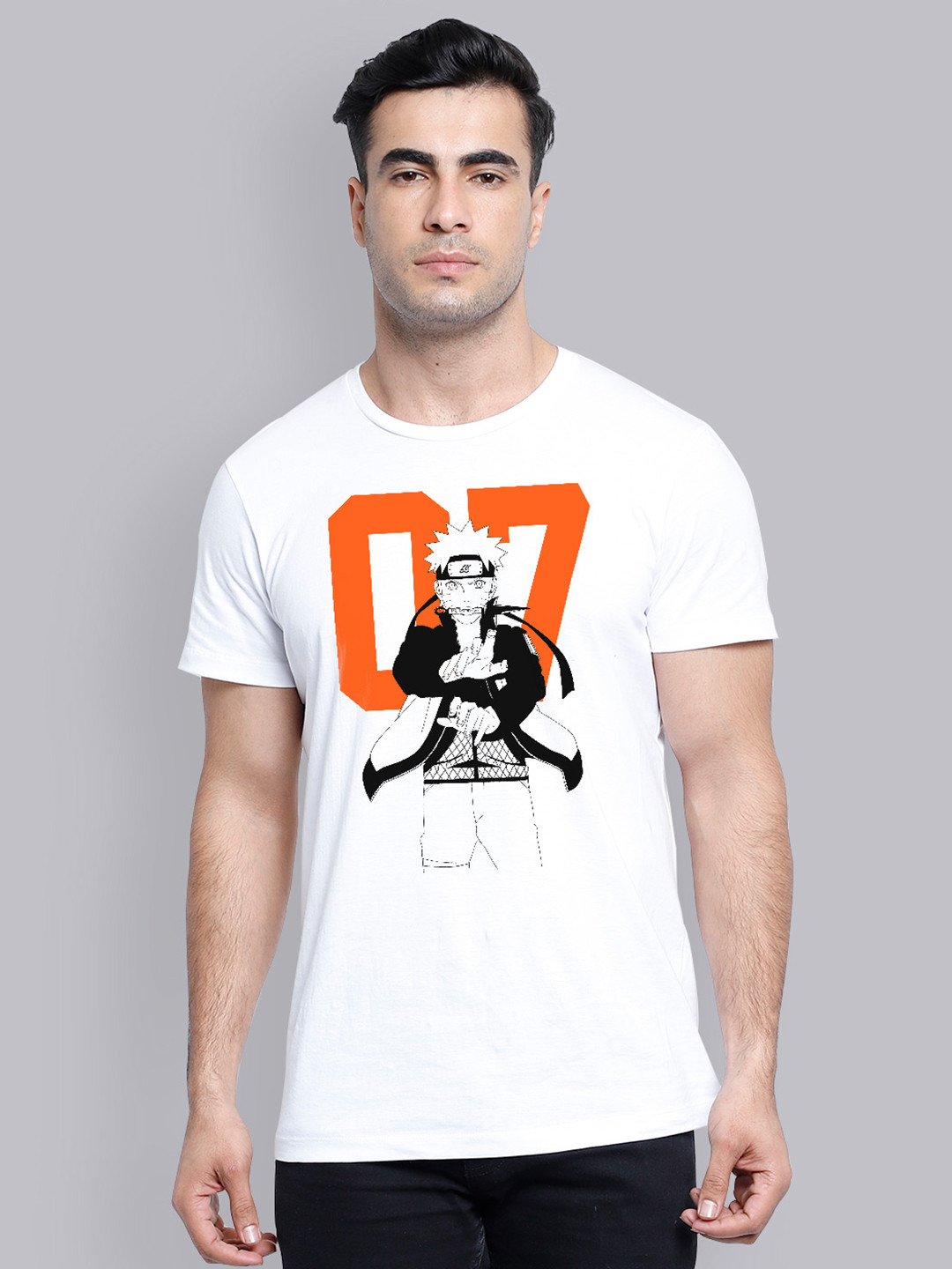 Free Authority Naruto White Color Men's Half Sleeve Tshirt