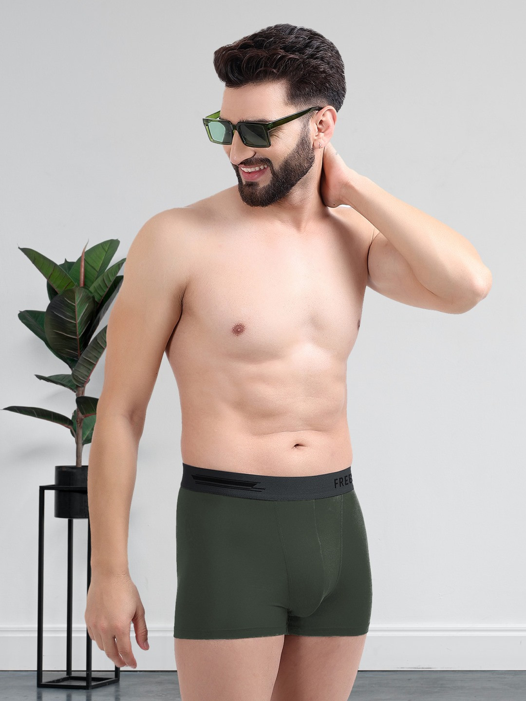 FREECULTR Men Green Solid Anti-Microbial Air-Soft Micromodal Trunk