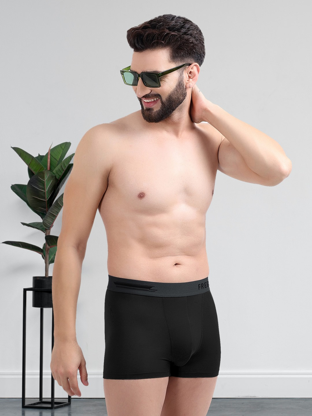 FREECULTR Men Black Solid Anti-Microbial Air-Soft Micromodal Trunk