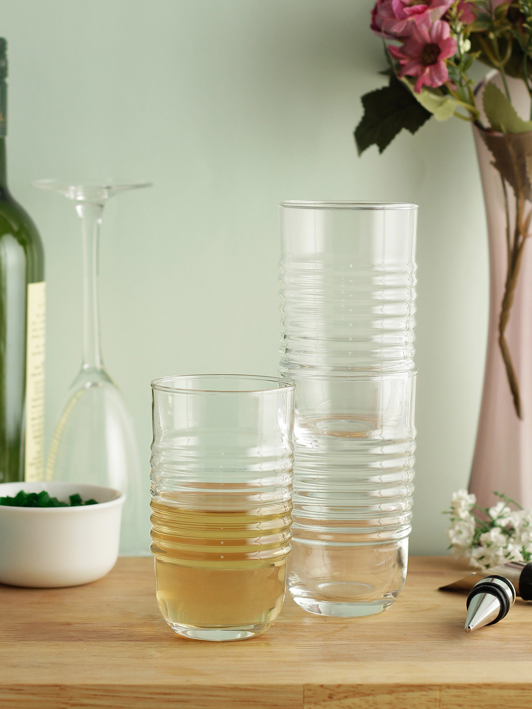 Luminarc Set Of 6 Transparent Solid Magicien High Ball Glass Tumblers