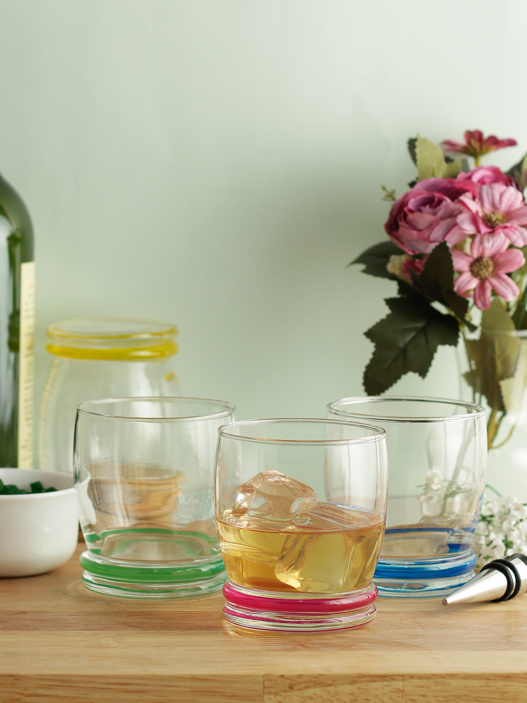 Luminarc Set of 6 Transparent Cortina Rainbow Old Fashion Glass Tumblers