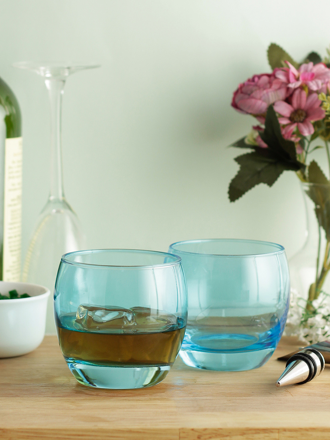 Luminarc Set of 6 Blue Salto Ice Blue Whiskey Glasses