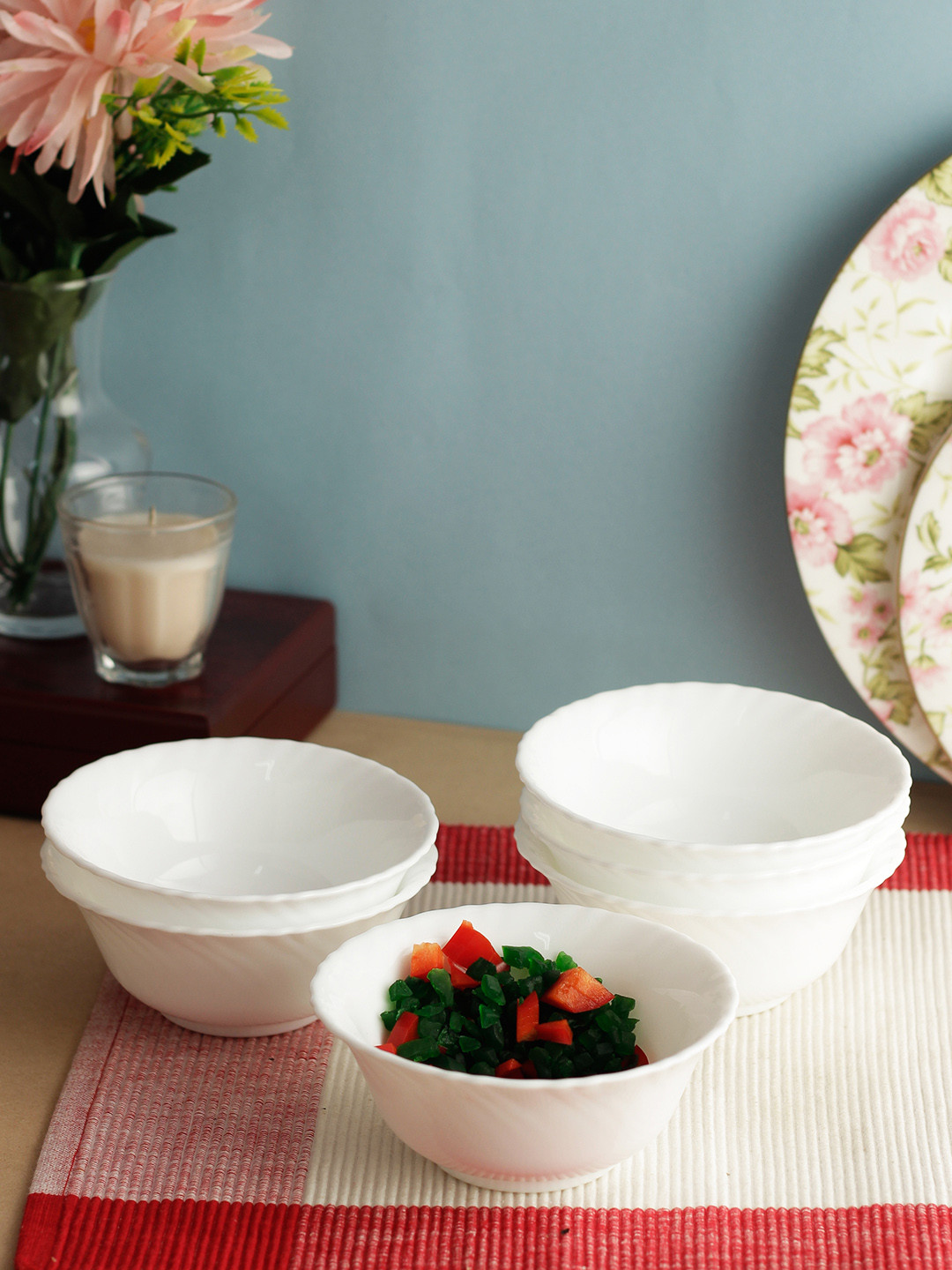 Luminarc White 6-Pieces Solid Opalware Bowls Set