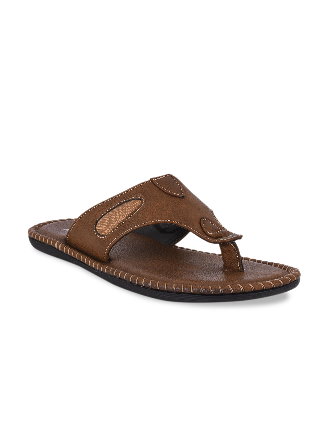 BuckleUp Men Brown Textured Comfort Sandals