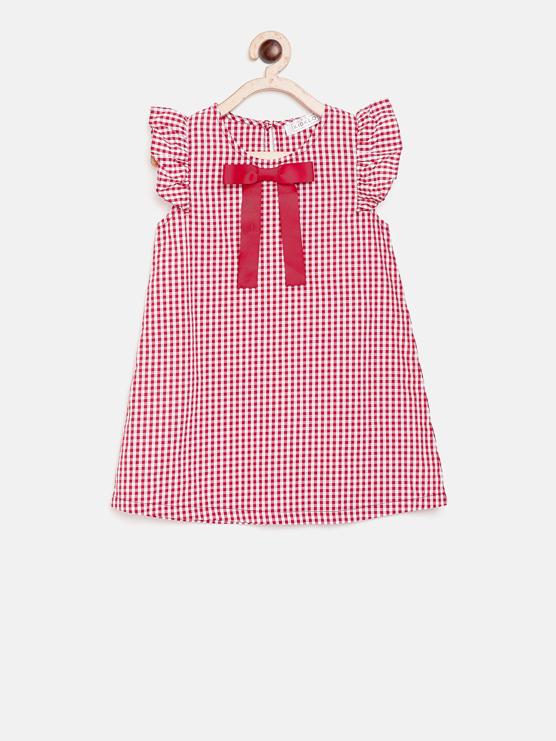 KIDKLO Girls Red & White Checked A-Line Dress
