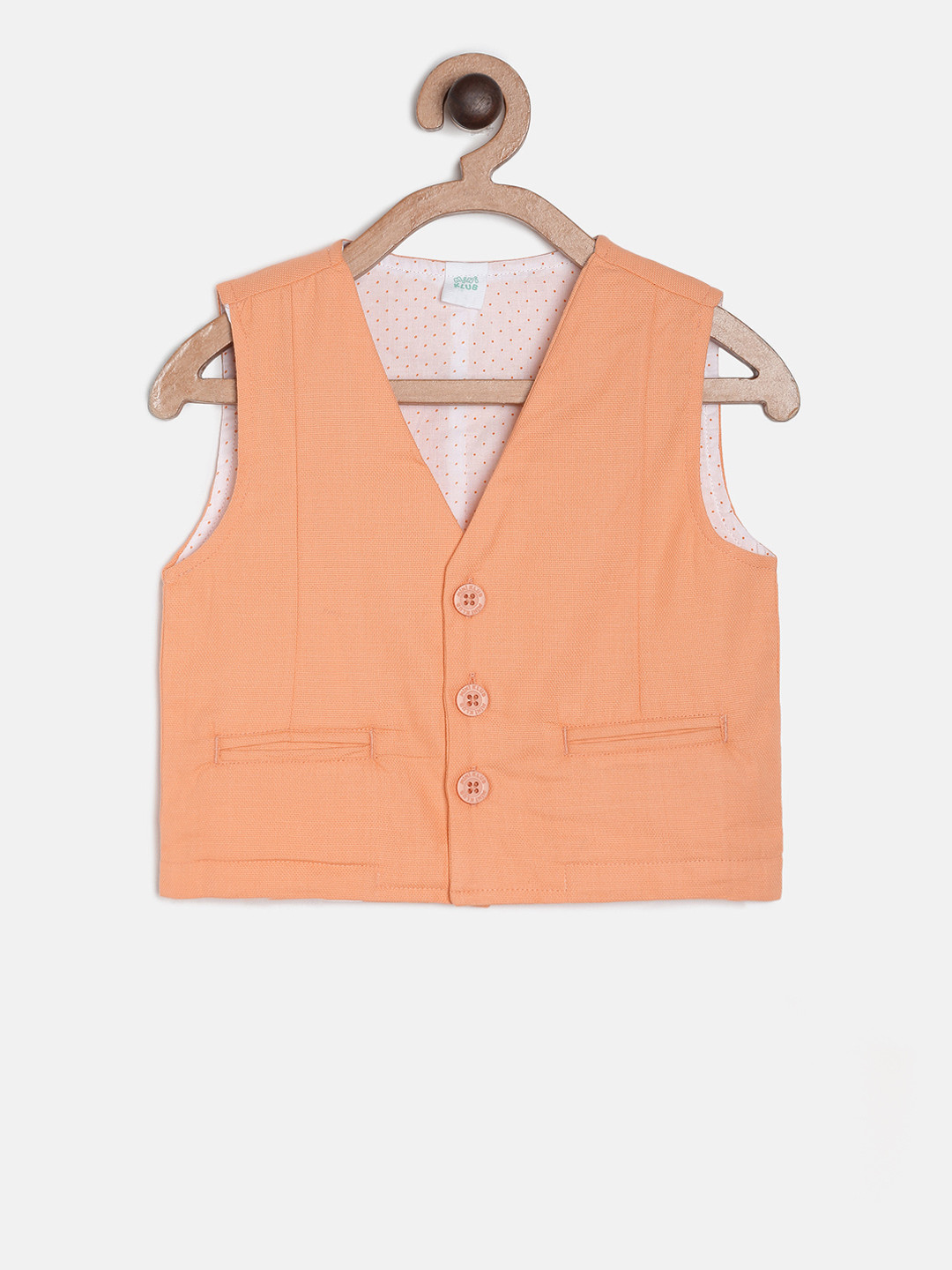 MINI KLUB Infant Boys Orange Solid Pure Cotton Waistcoat