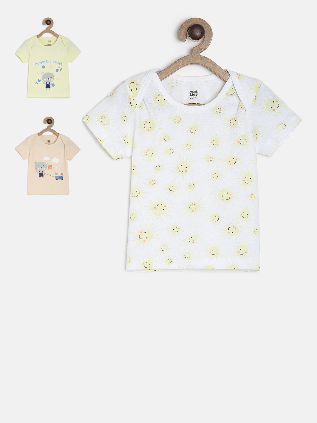 MINI KLUB Boys Pack Of 3 Printed Envelope Neck T-shirts