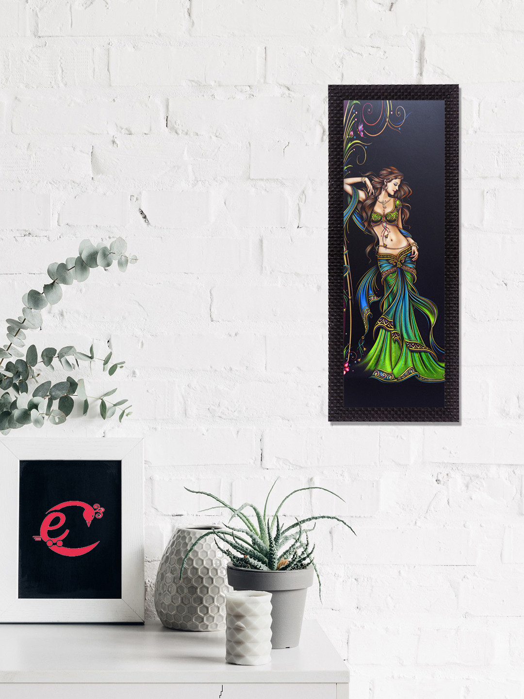 eCraftIndia Beautiful Woman Paper Wall Rectangle Paintings Wall Art - 16 x 7In