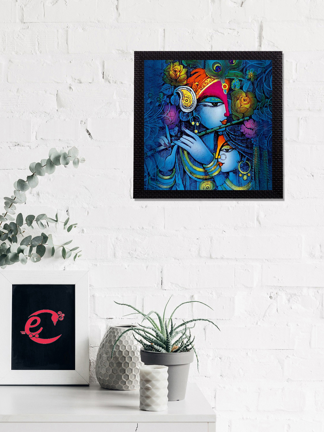 eCraftIndia Lord Krishna Paper Wall Square Paintings Wall Art - 10 x 10In