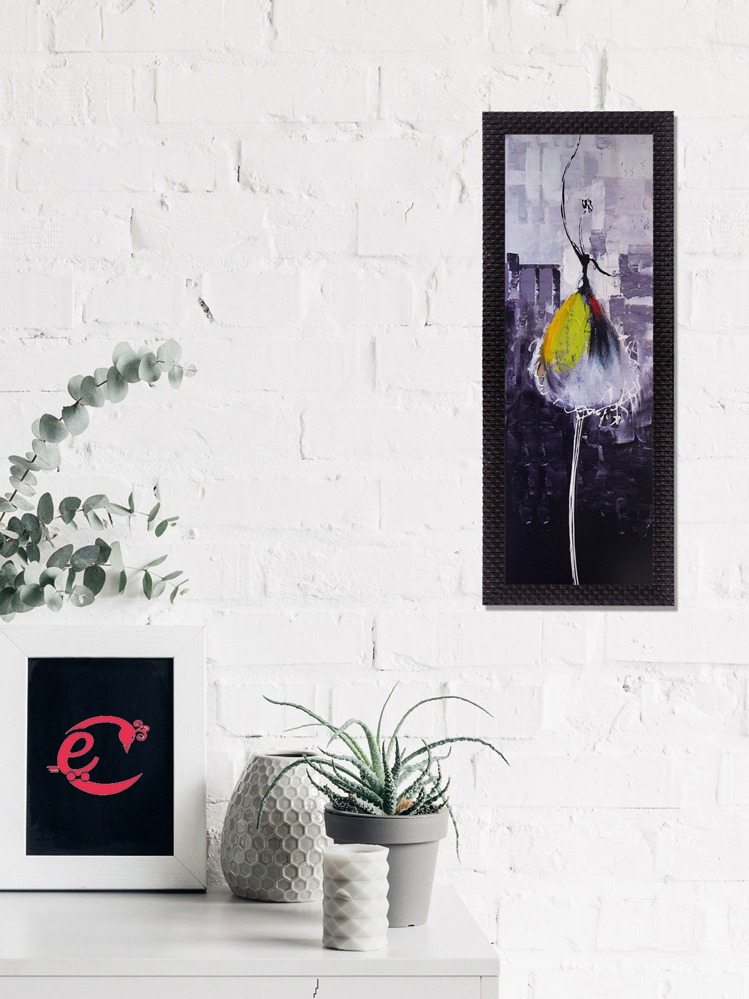 eCraftIndia Purple Paper Wall Living Room Rectangle Paintings Wall Art -15.7 x 6.69In