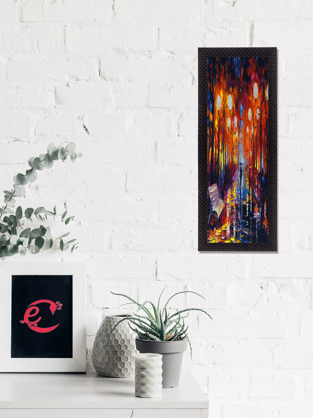 eCraftIndia Synthetic Wood Wall Rectangle Paintings Wall Art - 16 x 7 In