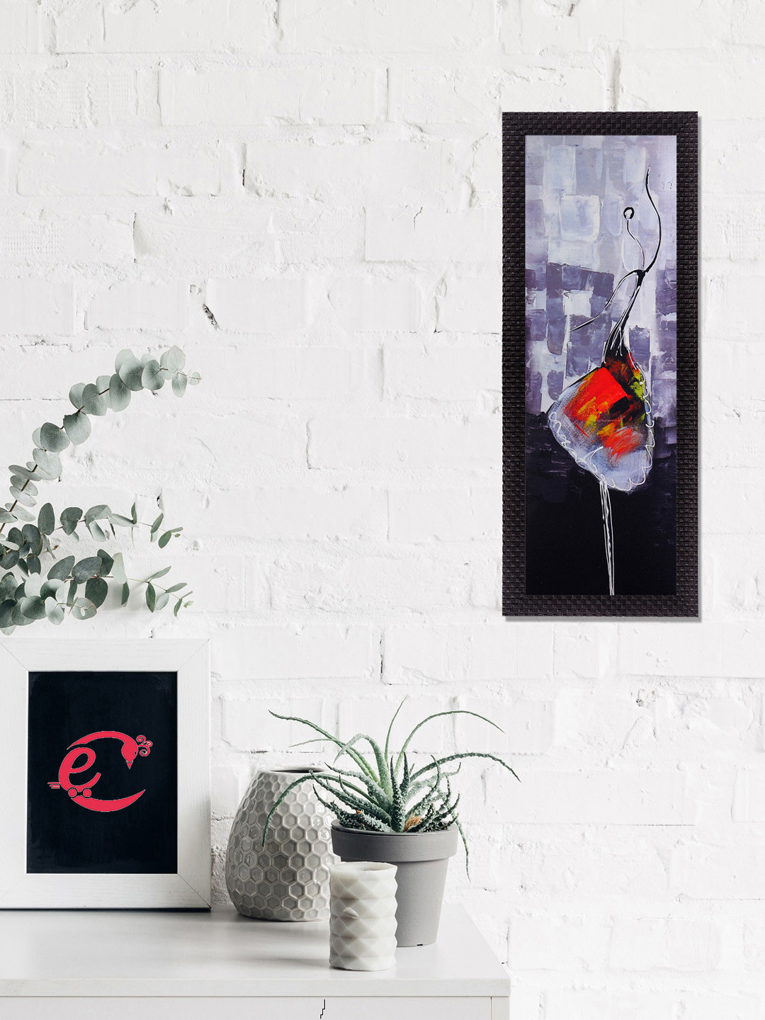 eCraftIndia Red & Purple Colorful Dancing Girl Satin Matt Texture UV Wall Art