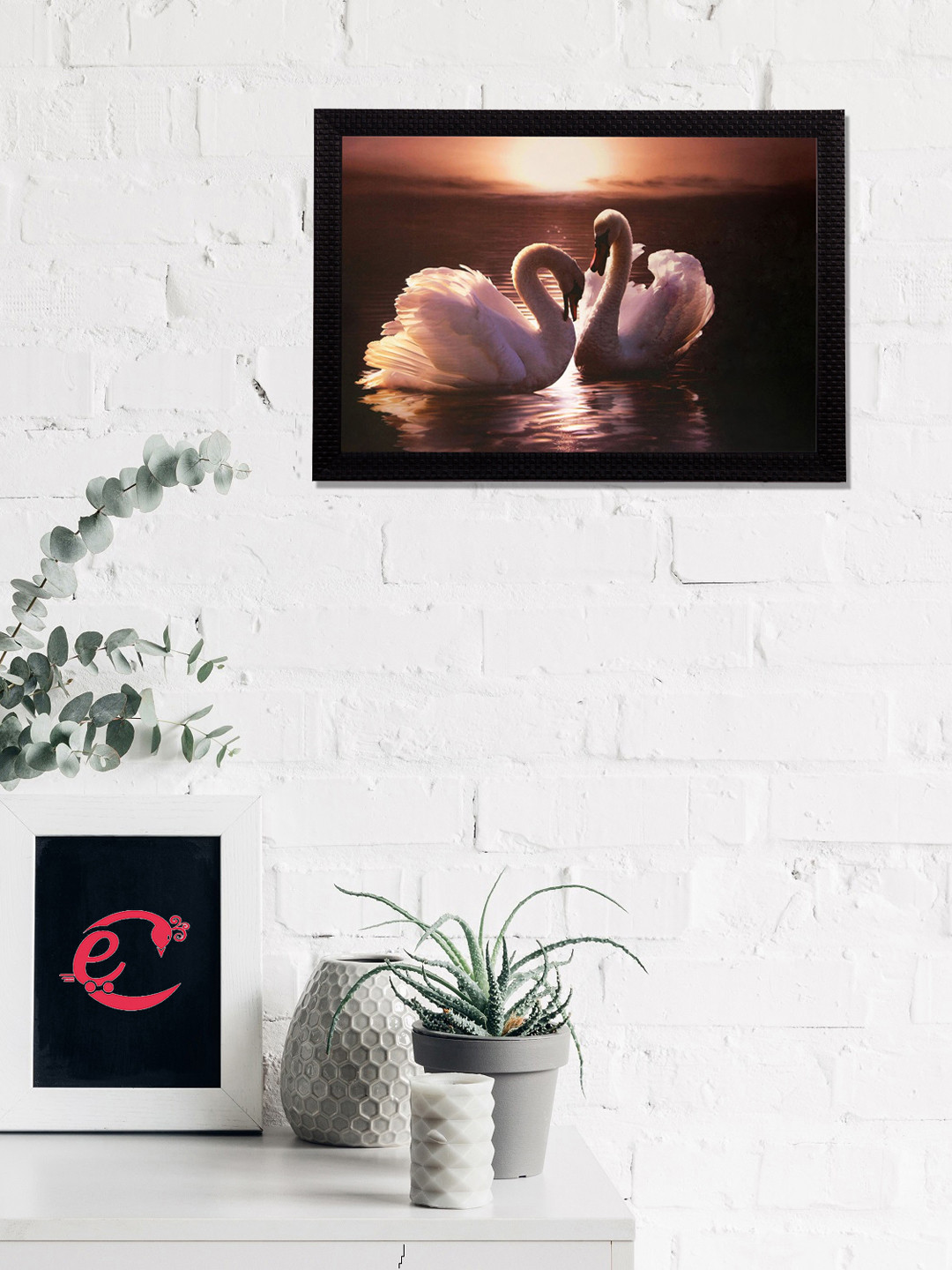 eCraftIndia Brown & Off-White Radha Krishna Satin Matt Texture UV Wall Art