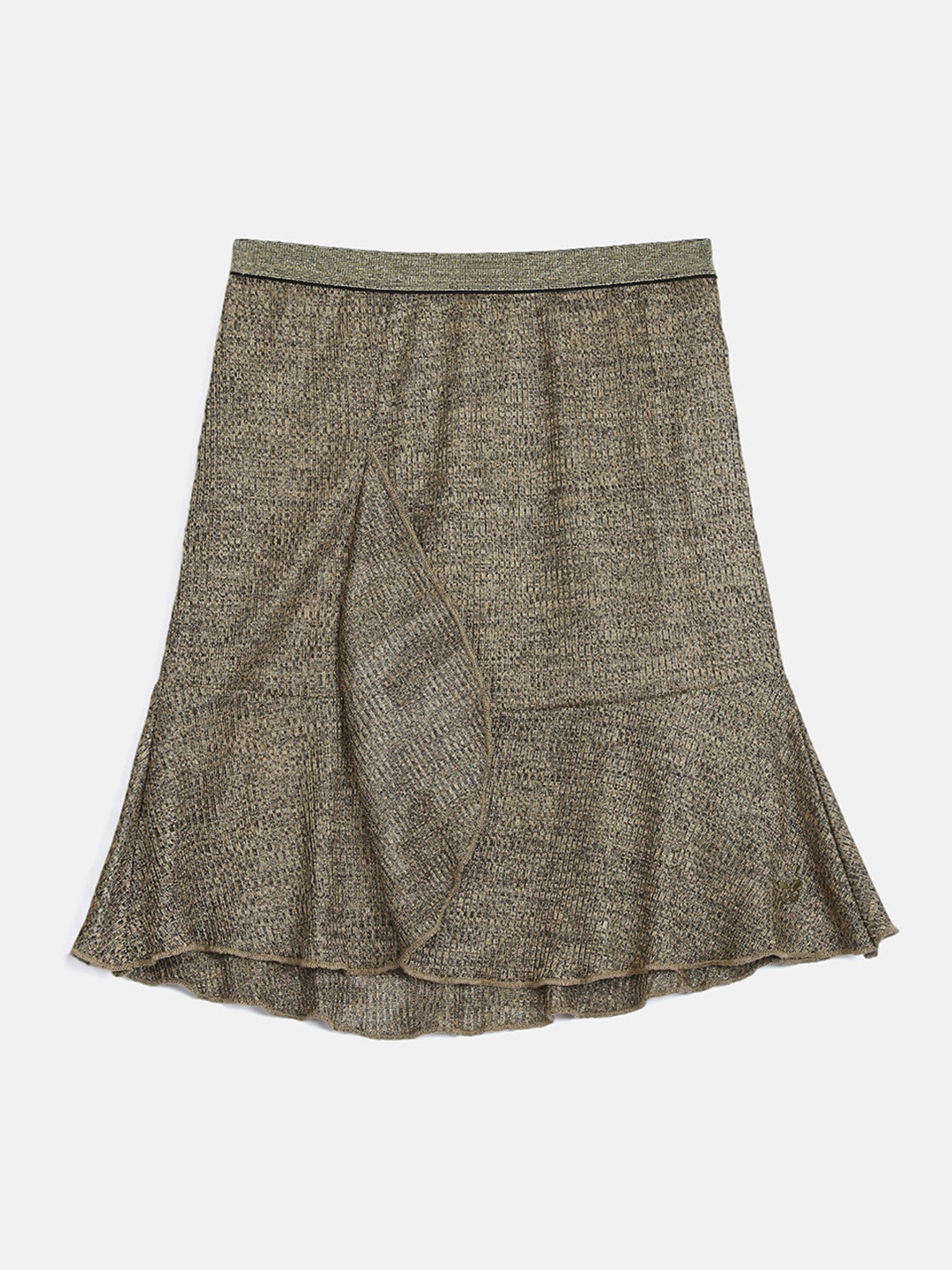Blue Giraffe Girls Brown Solid Trumpet Skirt