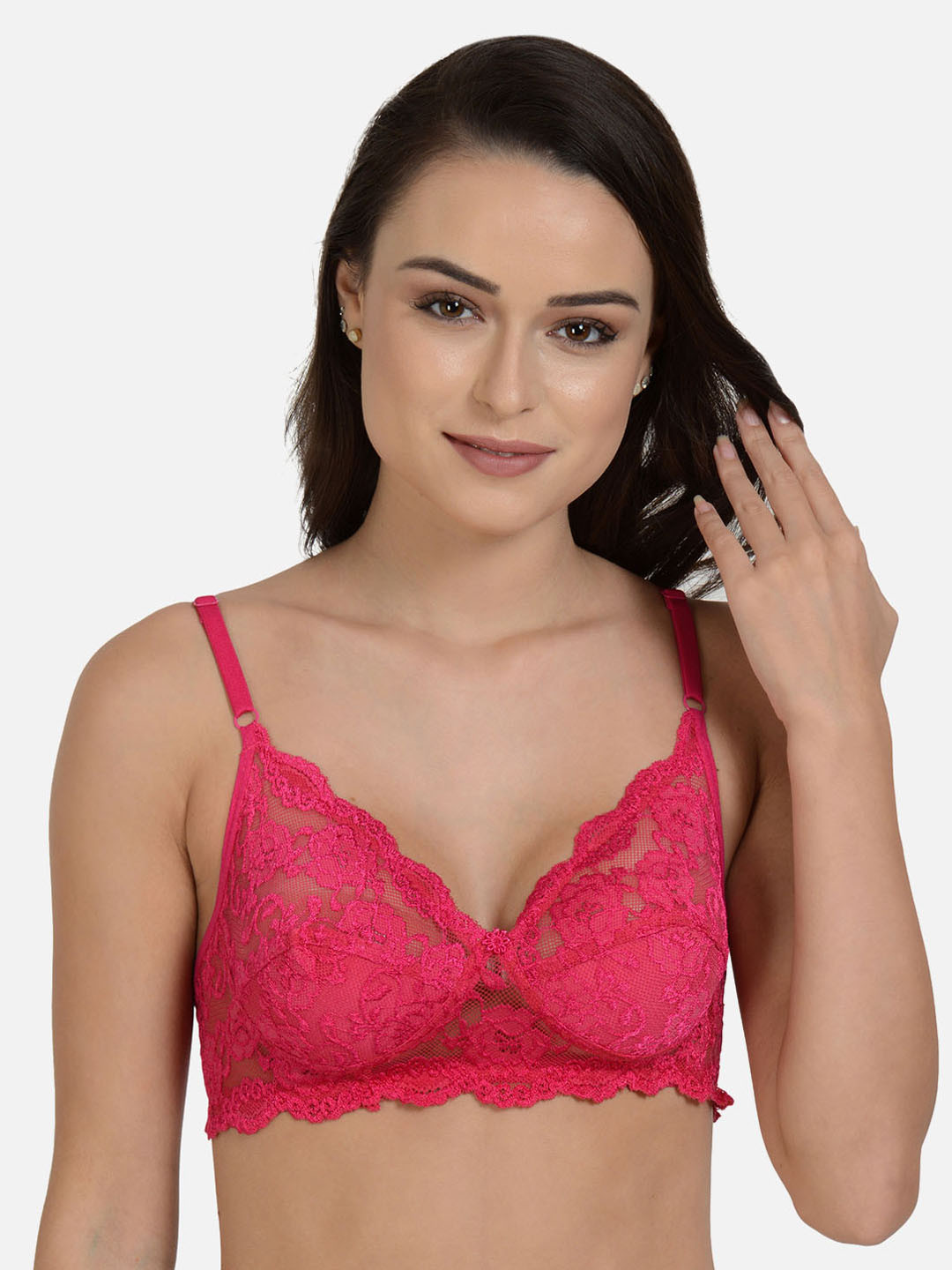 mod & shy Pink Lace Non-Wired Non Padded Bralette Bra MS212