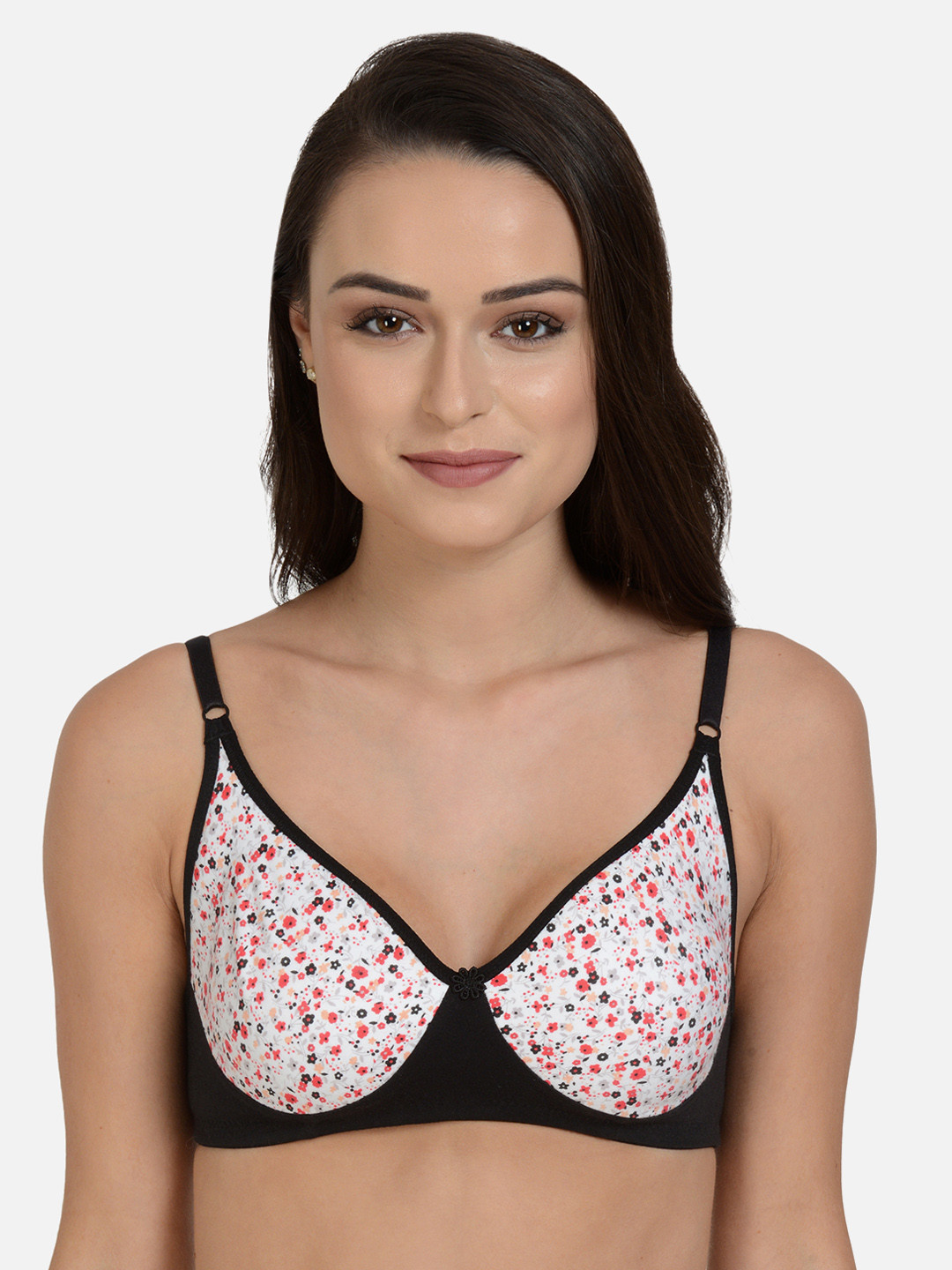mod & shy White & Black Printed Non-Wired Non Padded Everyday Bra MS171