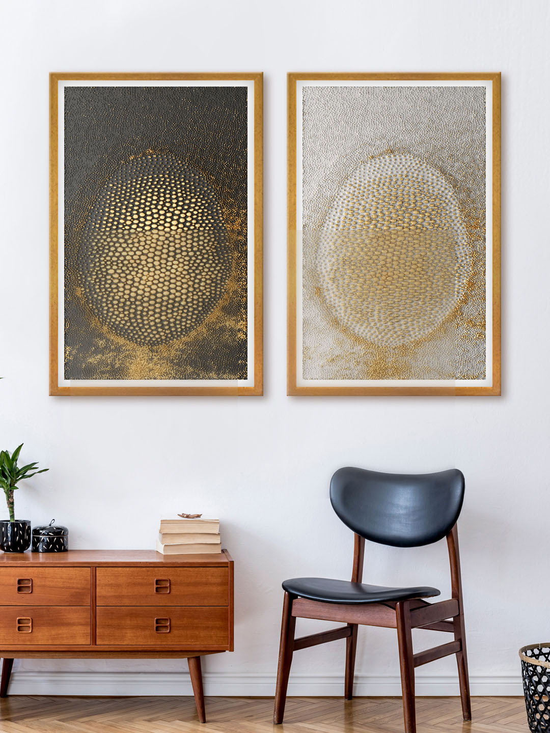 999Store Gold Canvas 2 Pcs Wall Living Room Rectangle Paintings Wall Art -30 x 18In