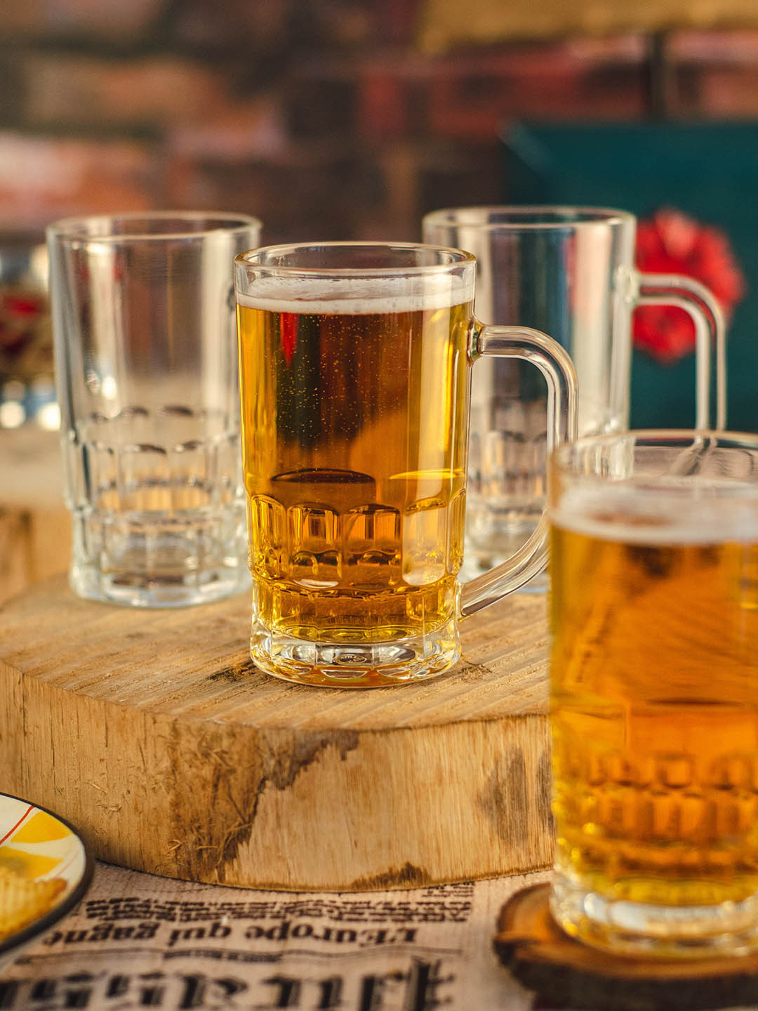 GOODHOMES Transparent 6-Pieces Solid Glass Mugs Set 350 ml each