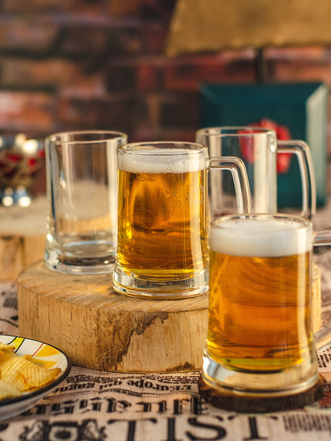 LUCKY Set of 6 Transparent Beer Mugs 360 ml each