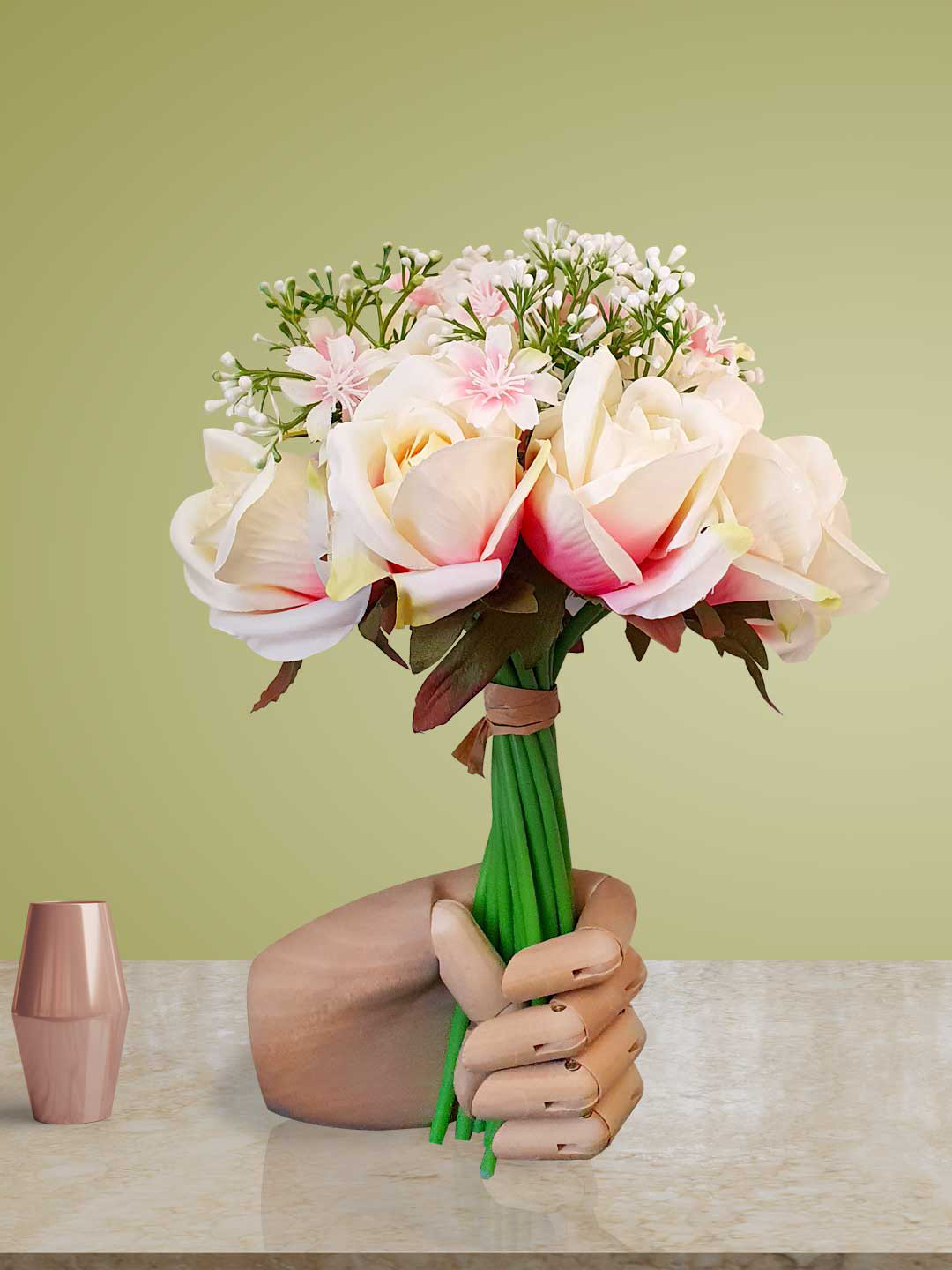 Art Street White and Green Artificial Flower