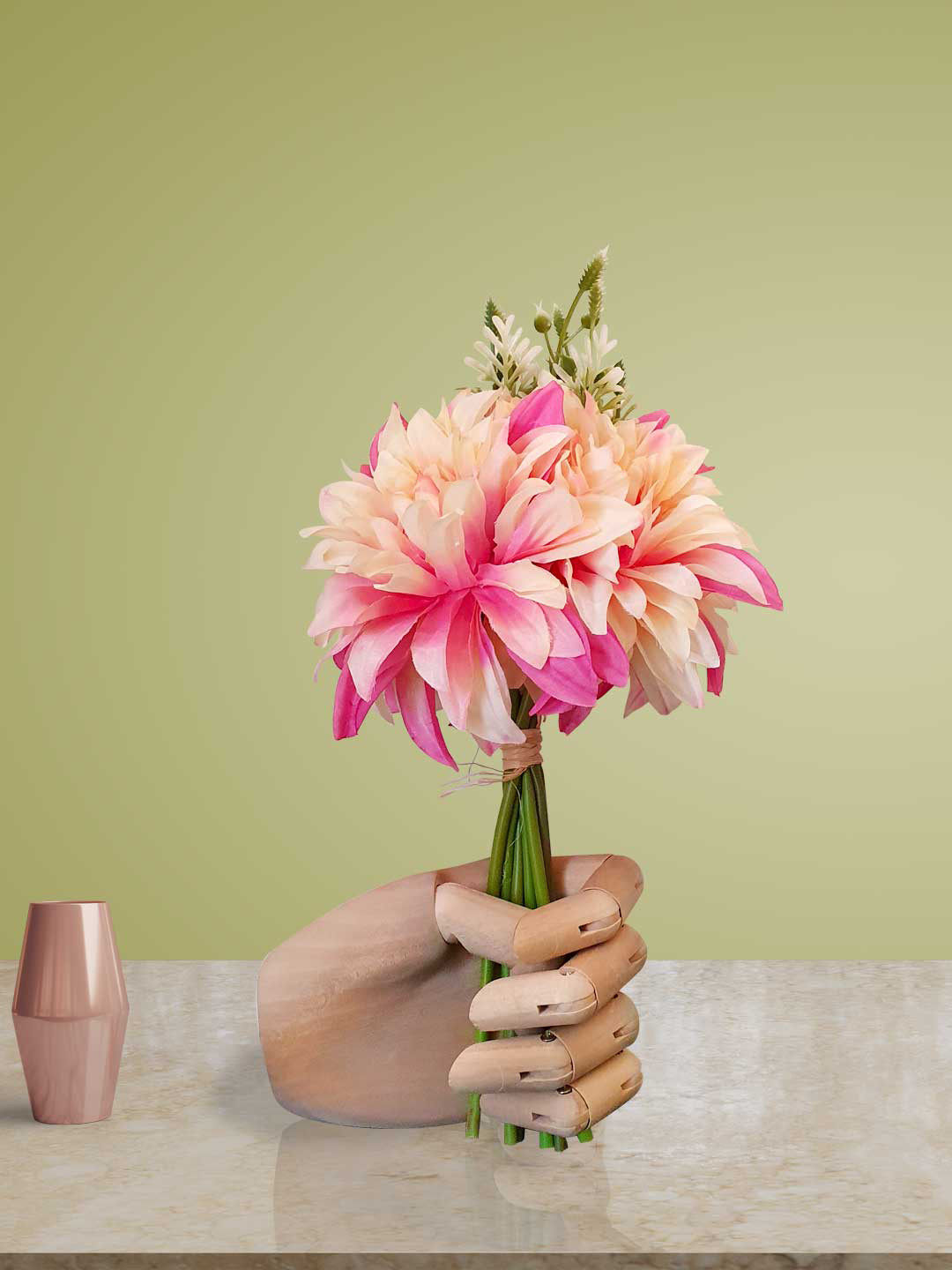 Art Street Set Of 2 Pink And Peach-Coloured Artificial Flower Bunch