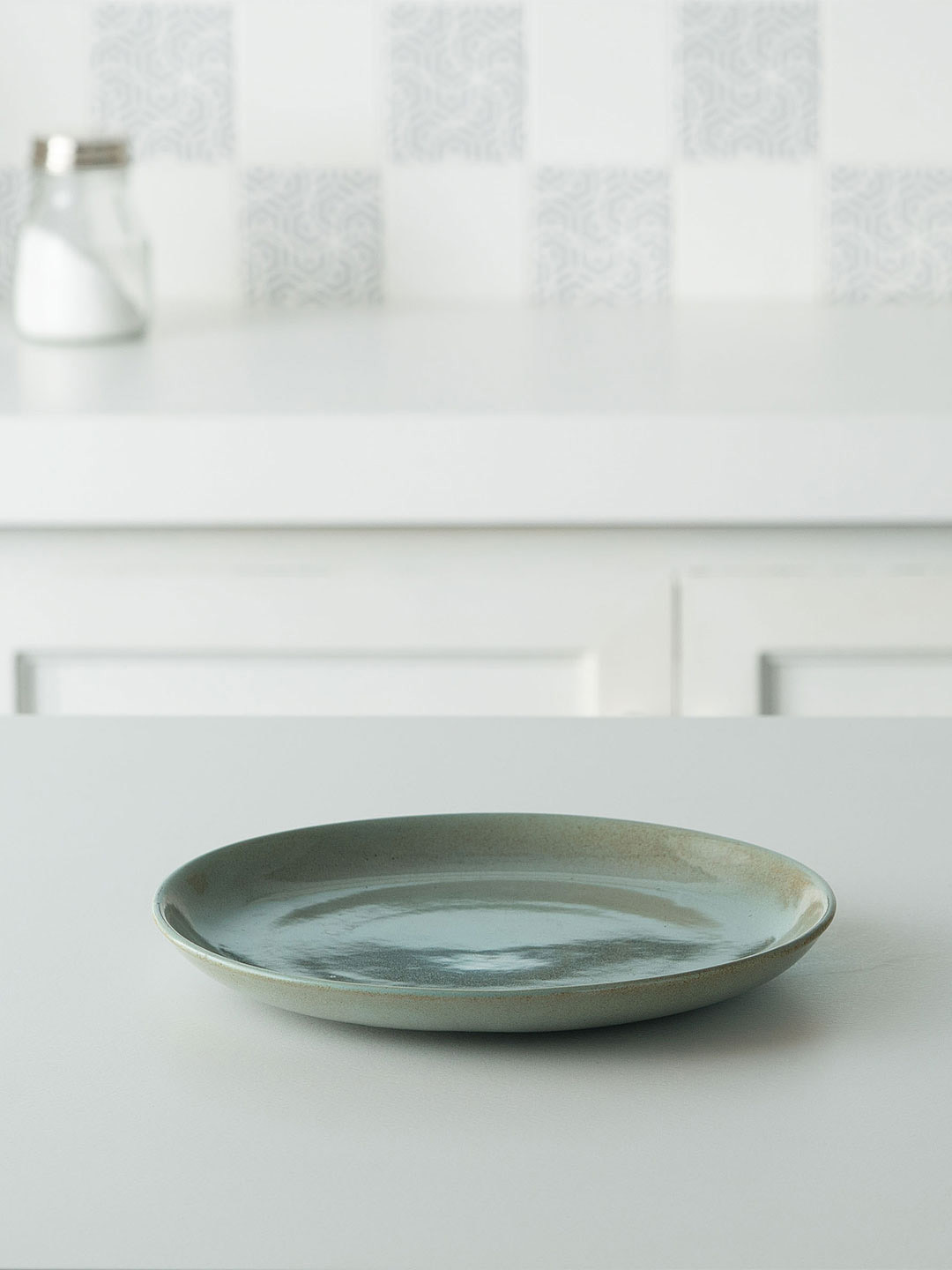 ellementry Blue And Brown Solid Aqua Rustic Ceramic Dinner Plate