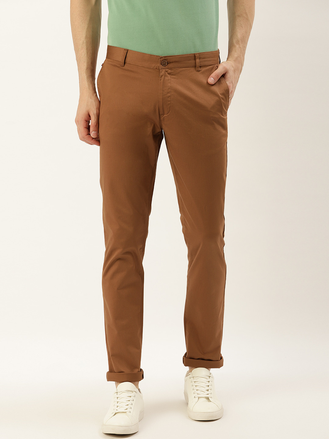 Blackberrys Men Brown B-91 Slim Fit Solid Regular Trousers