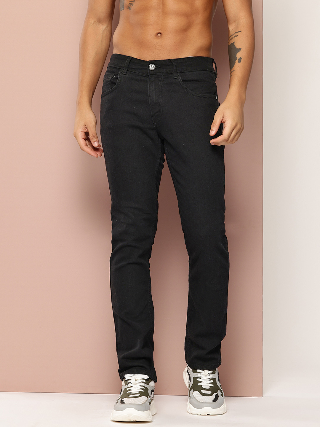 Harvard Men Black Slim Fit Mid-Rise Clean Look Stretchable Jeans